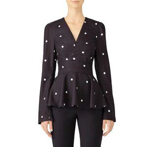 Fame & Partners Black & White Polka Dot The Chen Peplum Top 4